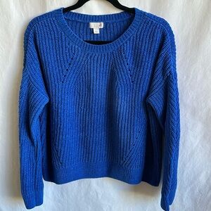 SO royal blue cropped sweater, size L